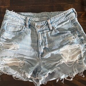 American Eagle Outfitters Ripped Light Blue Jean Shorts